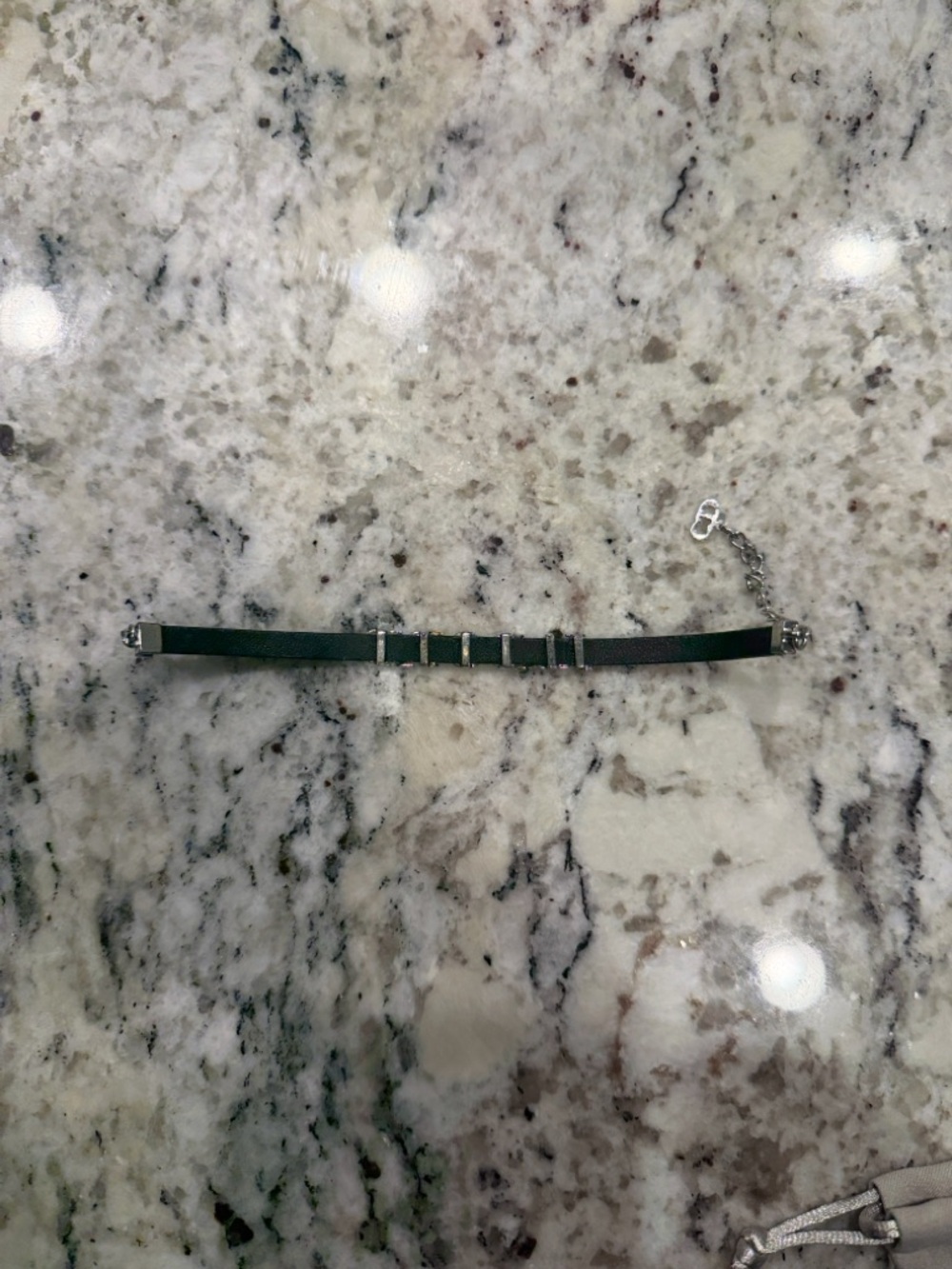 J'Adore Silver Letter Accent Black Leather Bracelet by DIOR - Picture 7 of 7